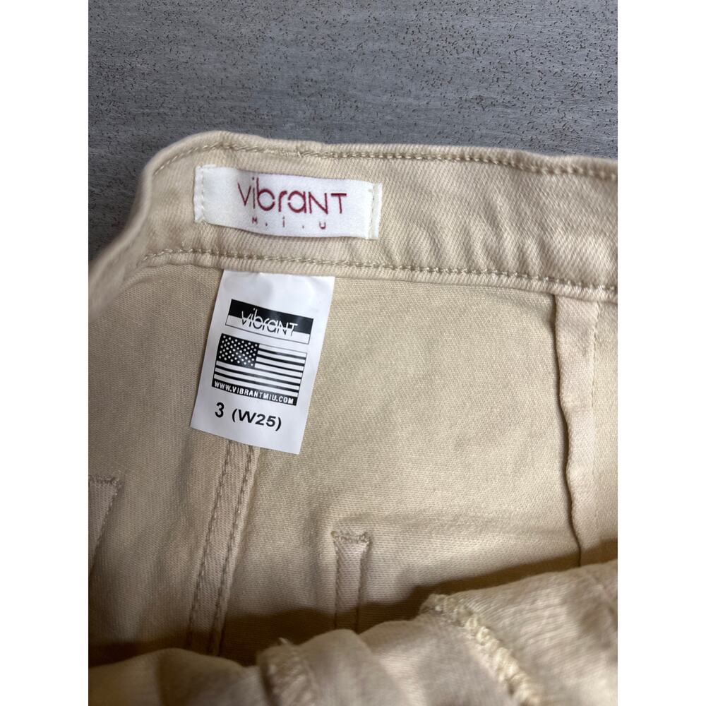 Vibrant M.i.U Back To Y2K Wide Cargo Jeans Sand Size 3 (W25) - Picture 3 of 5